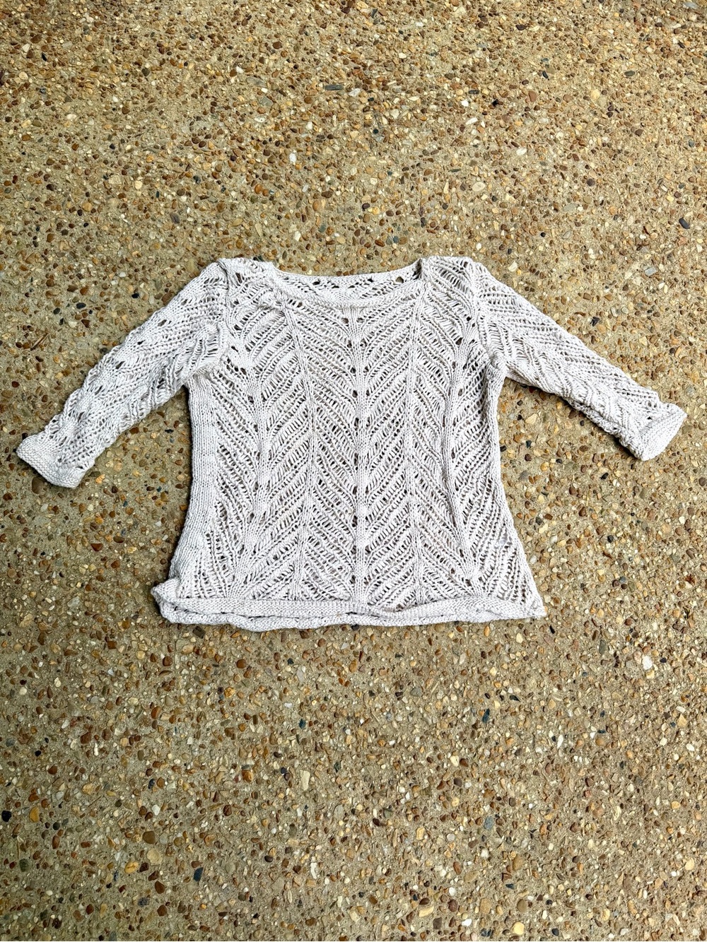 Open Knit Crochet Ivory Sweater Size S